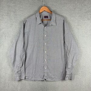 UNTUCKit Shirt Men 3XL Long Sleeve Button Up Black Grey Houndstooth 100% Cotton